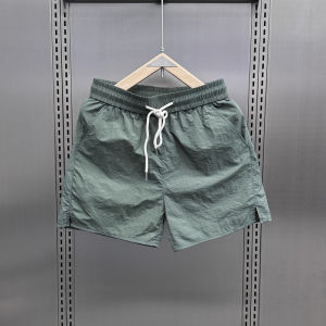 Quần Short Nam Mùa Hè Mỏng Nhanh Khô Quần Dài Đến Giữa Bắp Chân Thời Trang Thường Ngày Ba Mảnh Quần Đi Biển Màu Trơn Có Dây Rút