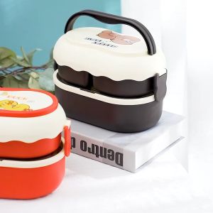 1600ML Cartoon Lunch Box For Kids School Adults Office Portable Plastic Cute Bento Box Large Microwavable Food Container Boxes