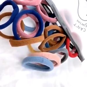 MZ39 50PCS Karet Ikat Rambut Polos Korea Simple Elegan Dengan Pouch