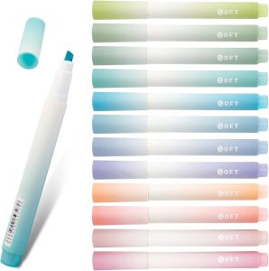 12pcs Morandi Colors Aesthetic Highlighters Colorful Marker Pens for Highlighting Bible Book No Bleed and Quick Dry