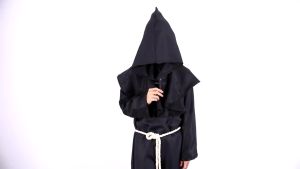 Wizard Costume for Adult Cosplay Medieval Monks Hooded Priest Robe Wizard Halloween Cosplay Costume Adult for Men Women 160-185CM