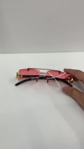 2025 New Fashionable Frameless Cutting Edge Integrated Double Beam Leopard Leg Anti UV Sunglasses Retro Versatile