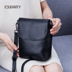 Genuine Leather Mini Crossbody Bag for Women Summer Walking Phone Pouch Top Layer Cowhide Small Handbag Esunarty Brand