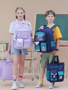 FASHION ACE🔥 Cute Kuromi Backpack for Elementary School Girls 2024 New Style  1st Grade Girls 2nd Grade 3rd to 6th Grade  Weight Loss Spine Protection Kuromi Backpack beg sekolah perempuan 书包小学生24070701