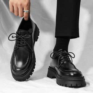 Fall Mens Leather Shoes Casual Derby Formal Business High Sensation Large Head Wedding Groom Wide Foot Stylist Hong Kong Style