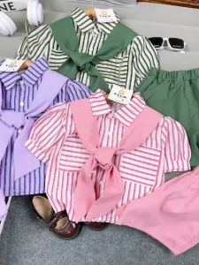 size đại 0-26kg: Bộ kẻ quàng khăn độc lạ cho bé gái - BKQK