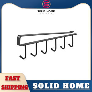 SOLID HOME 6 Hooks Cup Holder Hanger Kitchen Cabinet Shelf Wardrobe Storage Rack Organizer Tools