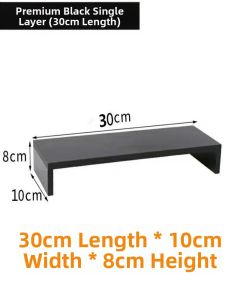 Yisheng | Premium Black Single Layer Laptop Stand 30cm Length 10cm Width 8cm Height Computer Monitor Elevator Desk Organizer for Home Office Ergonomic Workspace