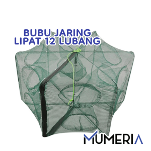 Bubu Perangkap Ikan 12 Lubang Jebakan Jaring Jala Prangkap Lipat Udang Kepiting Sungai Danau Laut Alat Pancing Fish Trap Net