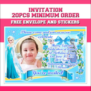 FROZEN Invitation (FreeLayout) 3r size party birthday christening baptism baby kids girls