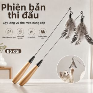 Que Dụ Dỗ Mèo Thay Đổi Đầu Lông Cấp CFA Có Tay Cầm Gỗ và Lò xo