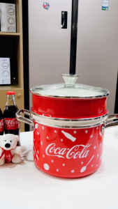 Coca Cola Multi Cooking Pot Ceramic Cooking Pot Large Capacity Double Ear Soup Pot Steamed Lo mein Pot Non stick soup pot for kitchenhome