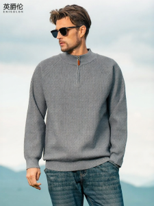 Enjeolon | Autumn Winter Thickened Half Zip Stand Collar Sweater