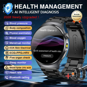 New Men Health Care Smart Watch ECG Uric Acid Blood Lipid BP Blood Oxygen Temp Women Health BT Call AMOLED HD Smartwatches Gift