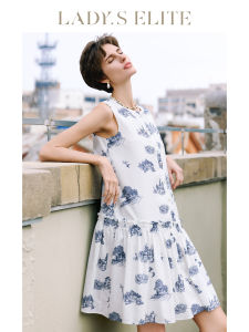 LadyS Elite | Sleeveless Printed Dress for Women Office Wear