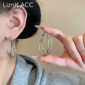 Hoa Tai Vòng Tròn Kim Loại Đơn Giản Đa Năng Hình Vòng Cung Thiết Kế Hình Vòng Xoay Ferris Trang Sức Thời Trang Cho Nữ