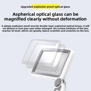 MONLEYTA | Portable Folding Square Magnifying Glass High Definition Reading Aids For Elderly With LED Light Rechargeable 100x Magnifier 30x Amplifier
