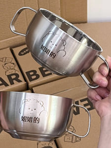 Bát Bằng Thép Không Gỉ 500ml Cho Trẻ Em 316 Hai Lớp Có Tay Cầm Và Nắp Chống Rơi Chống Bỏng Hình Trái Tim Dễ Thương