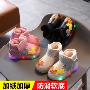 Childrens Snow Boots with Light Waterproof Fleece Lined Thickened Cotton Shoes for Infants And Toddlers Ages 1-6 Winter Baby Boots