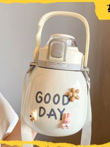 FAD KARAN แก้วเก็บความร้อนแบบสะพายข้าง 316 สแตนเลส แก้วน้ำแบบมีจุกสำหรับเดินทาง แก้วเก็บความร้อนแบบลำตัวใหญ่