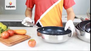 Chảo inox 3 lớp đúc liền khối chống dính Kalpen Kazler 30cm bảo hành 5 năm