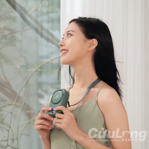 Quạt Mini Cầm Tay Đeo Cổ  3 Tốc Độ - Đeo Thắt Lưng Gió Siêu Mát Pin Siêu Mạnh Quạt Sạc Tích Điện Có Dây Treo Cổ Đeo Lưng Quần