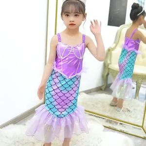 Little Mermaid Ariel Princess Sleeveless Tulle Dress for Girls - Perfect for Cosplay and Carnival