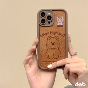 Fall Winter Brown Scottish Terrier Dog Compatible Apple 13Promax Korean Style iPhone 16 Phone Case 15pro Women 14 Meral 12 Crossbody Strap Anti-Fall 78Plus Coin Card Holder XR Lanyard