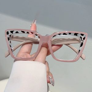KAMMPT Oversized Cat Eye Glasses Women Stylish Patchwork Rim Optical Frames Trendy Brand Design Blue Light Blocking Eyeglasses