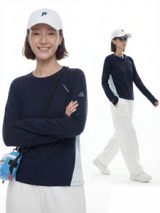 Linen Wool Raglan Sleeve Splicing Long Sleeve Womens T-Shirt