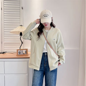 plus Size Baseball Style Sweatshirt Casual Open Cardigan Jacket for Women Spring Autumn Comfortable Cotton Zipper Closure Long Sleeve