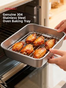 Non-Stick Baking Tray Food Grade Stainless Steel Air Fryer Grilling Pan