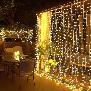 Christmas LED Curtain String Lights USB Powered with Remote Control Wedding Indoor Bedroom Window Decoration Holiday Lighting