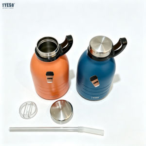 TYESO | Tyeso 1500ml Thermoses With Coffee Sticker Insulated Flask Outdoor Sports Water Bottle with Buckle for Hiking Camping Travel