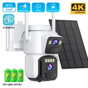 Camera An Ninh Wifi Năng Lượng Mặt Trời 8MP Camera Kép Tầm Nhìn Ban Đêm Màu Phát Hiện Chuyển Động PIR Camera IP Ngoài Trời Với Tấm Pin Năng Lượng Mặt Trời Điều Khiển Bằng Ứng Dụng O-KAM