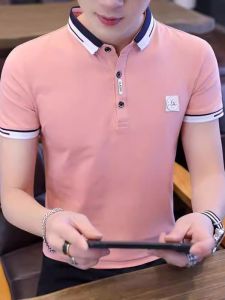 เสื้อโปโลคอปกแขนสั้นผู้ชายผ้าฝ้ายสไตล์เกาหลีฤดูร้อน แขนสั้น แฟชั่น เสื้อตัวบนสบายๆ ดีไซน์เก๋ไก๋ เสื้อผ้าทำงาน