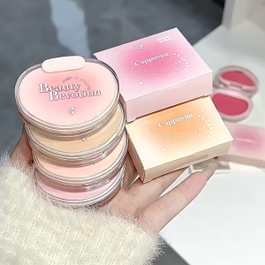 Yicenmy Gradient Soft Mist Powder Blush Rouge แข็มแร่ธรรมชาติ Blusher ผง 3 สี แต่งหน้ามัลติฟังก์ชั่น