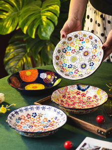 Hand-Painted Ceramic Plate Dinner Plate Casserole Deep Dish High Aesthetic Value Breakfast Plate Fine Dumpling Plate