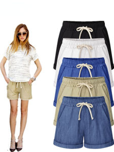 Street Style Asymmetric Short Womens Shorts with Pocket Pants Thin Casual Straight Leg Trousers for Young Women 25-29