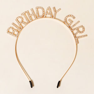 เงา Rhinestone ตัวอักษรภาษาอังกฤษ Happy Birthday สําหรับผู้หญิงสังกะสีวัสดุเครื่องประดับยอดนิยมอุปกรณ์เสริมผม