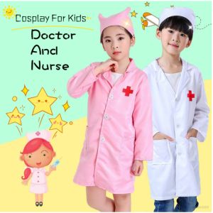 Party Cosplay Medical Uniform Halloween Carnival Party Wear Girls Nurse Cosplay Costumes Doctor Clothing Coat for Kids