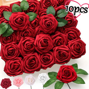YESPERY 5/10pcs Rose Artificial Flowers Foam Fake Roses Wedding Bouquets Centerpieces Mothers Day Valentines Day Gifts Party Decoration