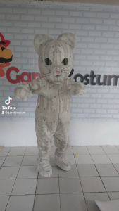 Kostum maskot badut kucing bulu setelan dewasa lucu karnaval termurah