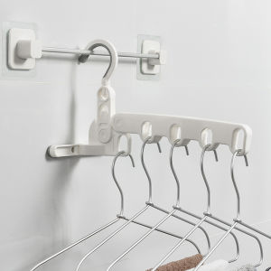 Portable Folding 5-Hole Clothes Drying Rack Travel Hotel Dormitory Multi-Layer Hanging Clothes Hanger Space-Saving Plastic