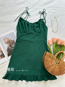 Grape Miki Export USA Sweet Fairy Series Cute Retro Bust Size Spaghetti Strap Strap Dress