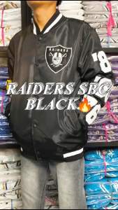 HAPPY Varsity Jacket Bomber Raiders Super Bowl Black