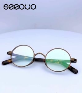 Seeouo Frame Kacamata Plano Lensa Style Bulat Titanium Light Frame Comfortable Premium Model Pria Wanita Fashionable Bisa Minus Antiradiasi Blueray Photocromic 101