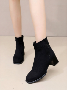 Josiny | Trendy Back Zipper Ankle Boots
