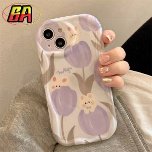 For VIVO Y17S Y16 Y35 Y22S Y22 Y02S Y02 Y27 4G Y77 5G Y76 5G Y75 5G Y78 5G Y27 4G 3D Fashion Cartoon Cute Tulip Phone Case Soft Shock-proof Protection Back Cover