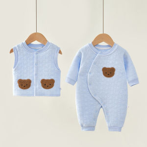 Baby Boys Girls Autumn Winter Thin Cotton Jumpsuit Clothes Set Newborn Boneless Crawling Suit Long Sleeve Pure Cotton Casual